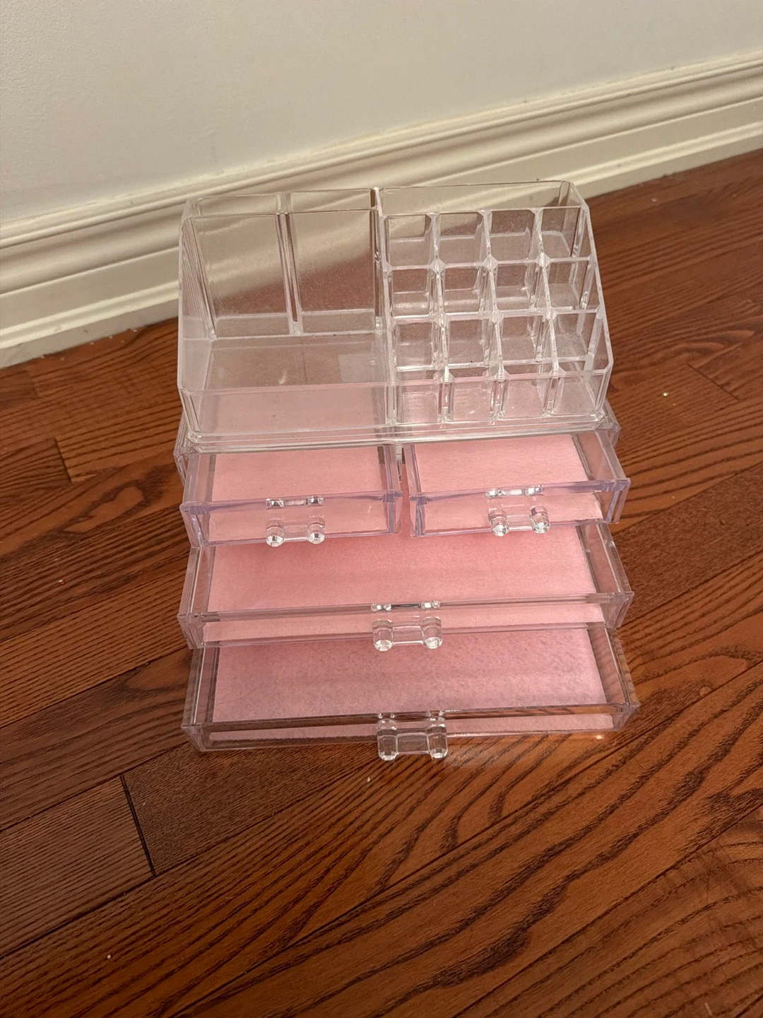 Clear Acrylic Makeup Organizer with Pink Lined Drawers - photo 3