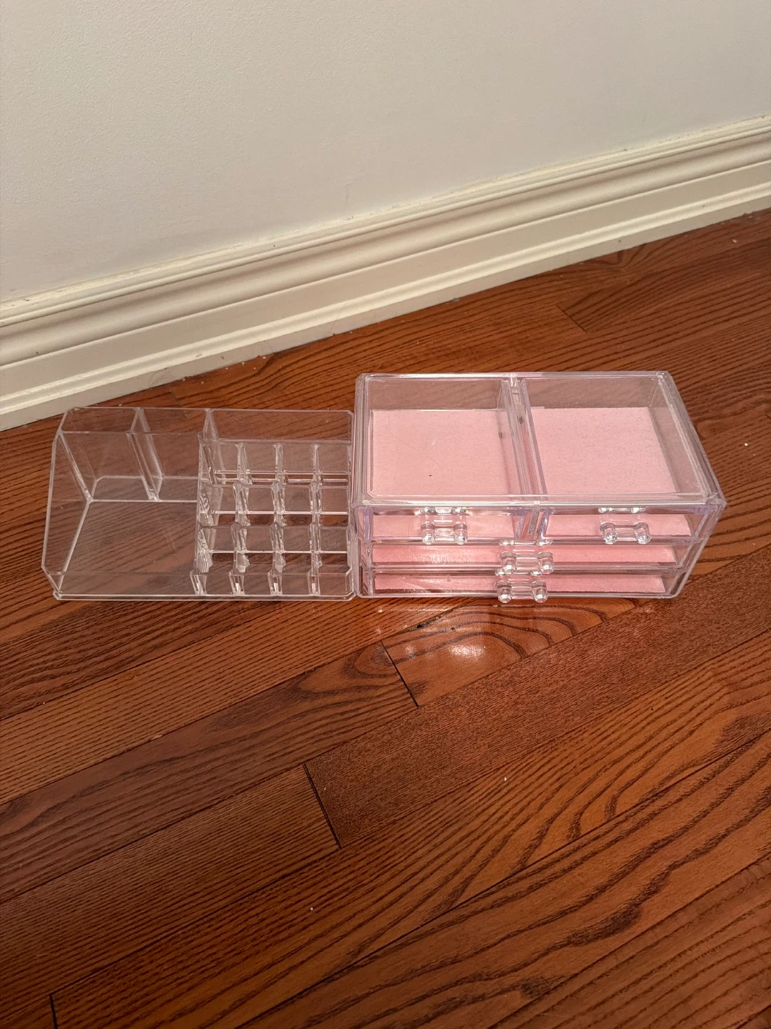 Clear Acrylic Makeup Organizer with Pink Lined Drawers - photo 2