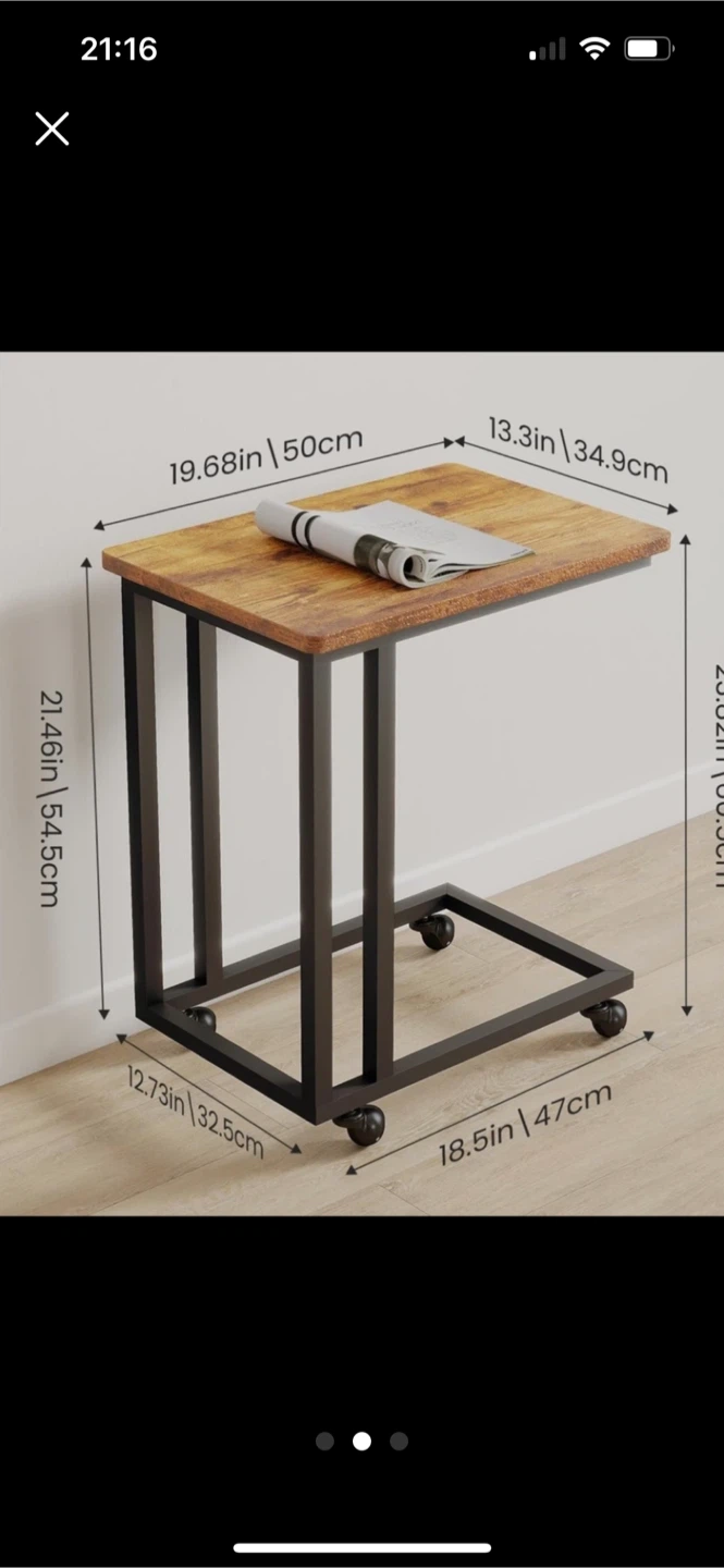 C-Shaped Side Table with Wheels - photo 2