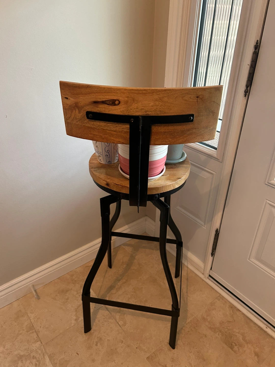 REPURPOSED BARSTOOL WITH PLANT & POTS (READ LISTING) - photo 2