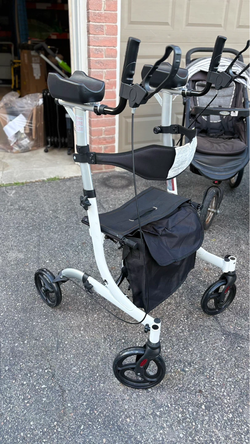 White 4-Wheel Walker with Seat and Bag - photo 4