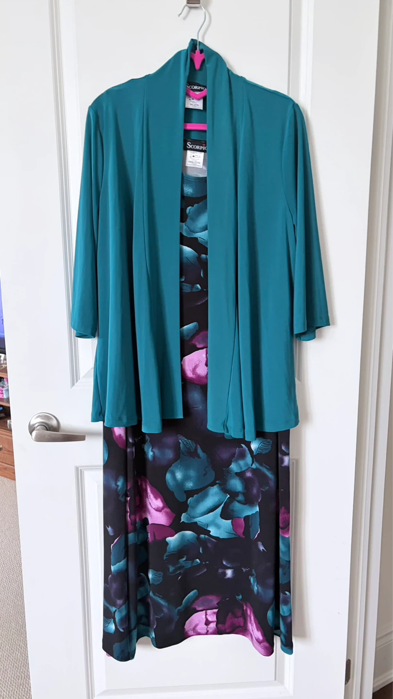 Scorpio Open Front Cardigan and Sleeveless Dress Set - photo 3