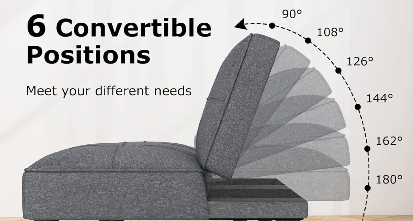 Grey Convertible Futon Sofa Chair