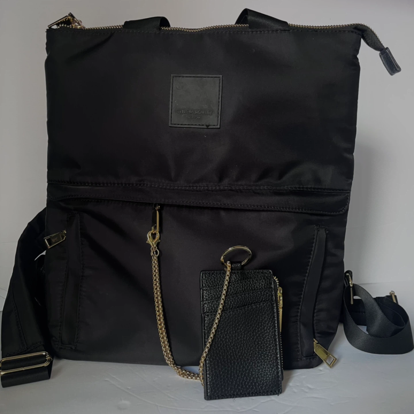 Cynthia Rowley Black Nylon Backpack Tote Laptop Travel Bag