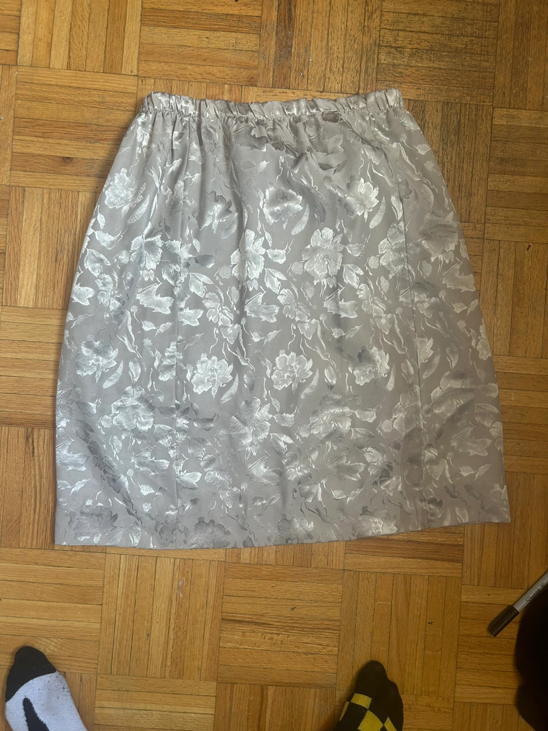 Silver Floral Jacquard Skirt