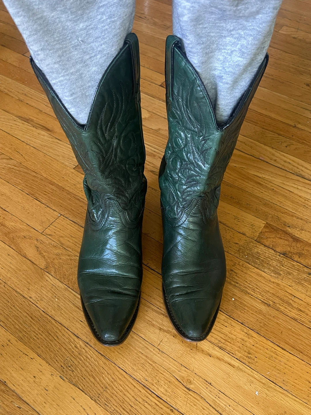 Green Leather Cowboy Boots