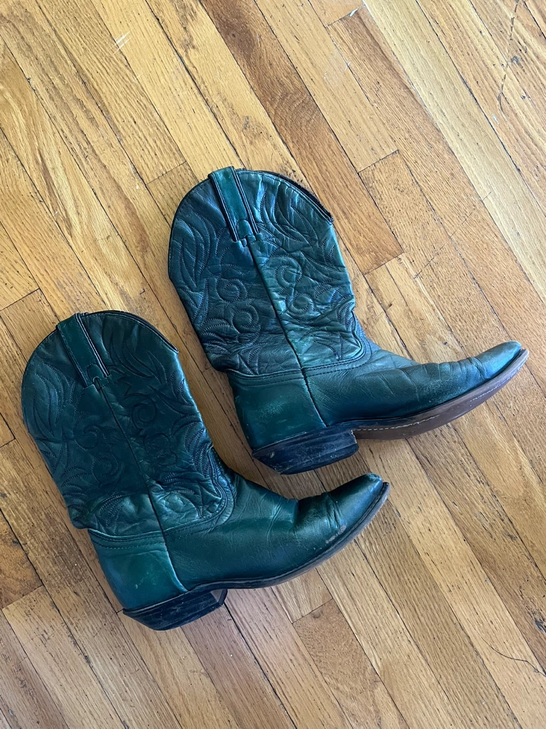 Green Leather Cowboy Boots - photo 5