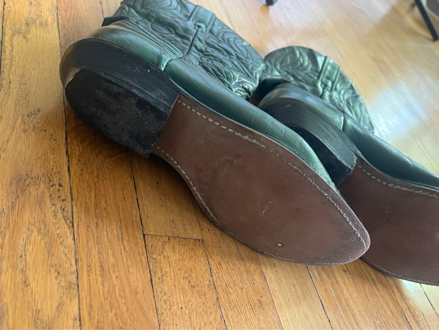 Green Leather Cowboy Boots - photo 3