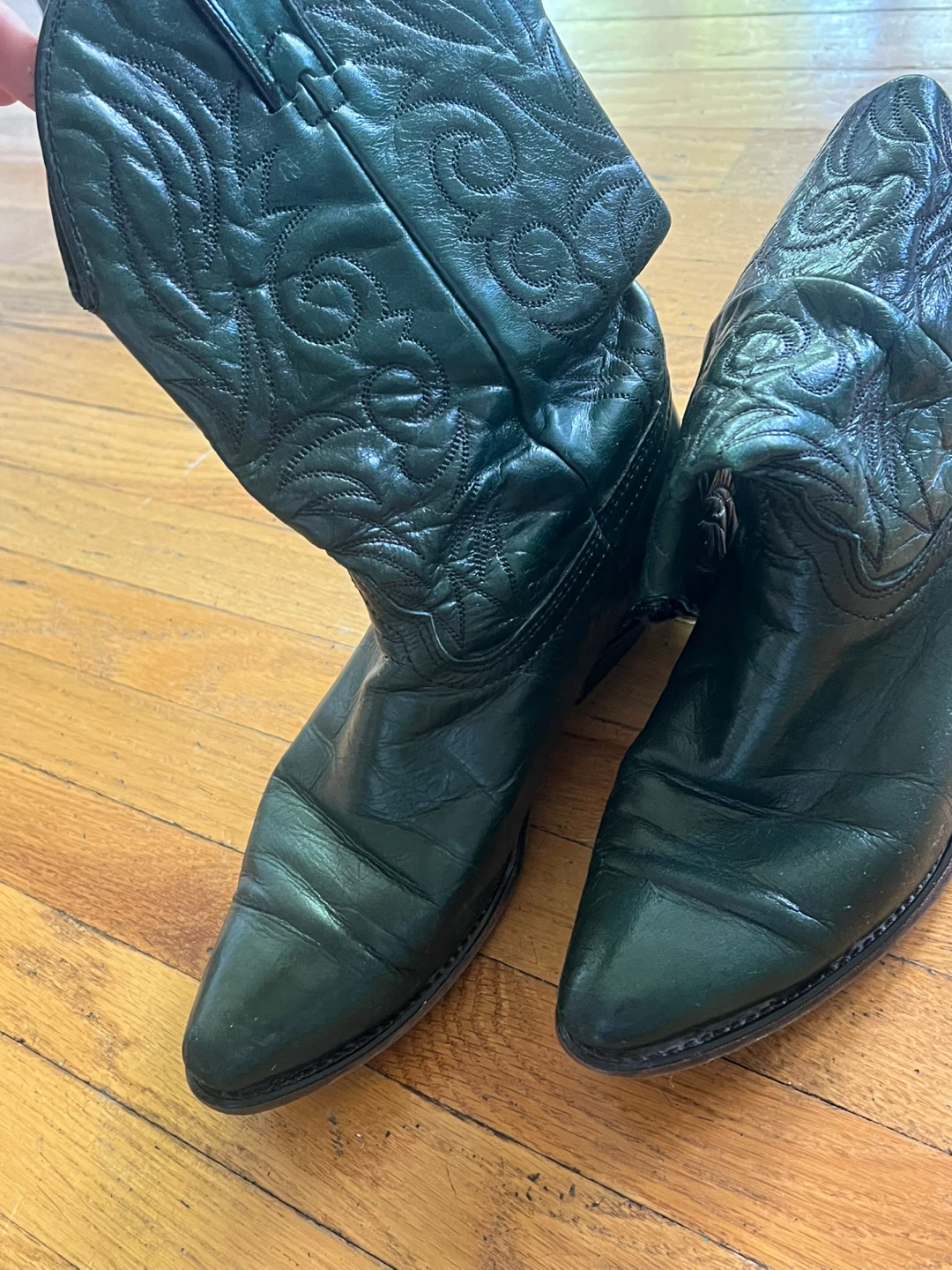 Green Leather Cowboy Boots - photo 4