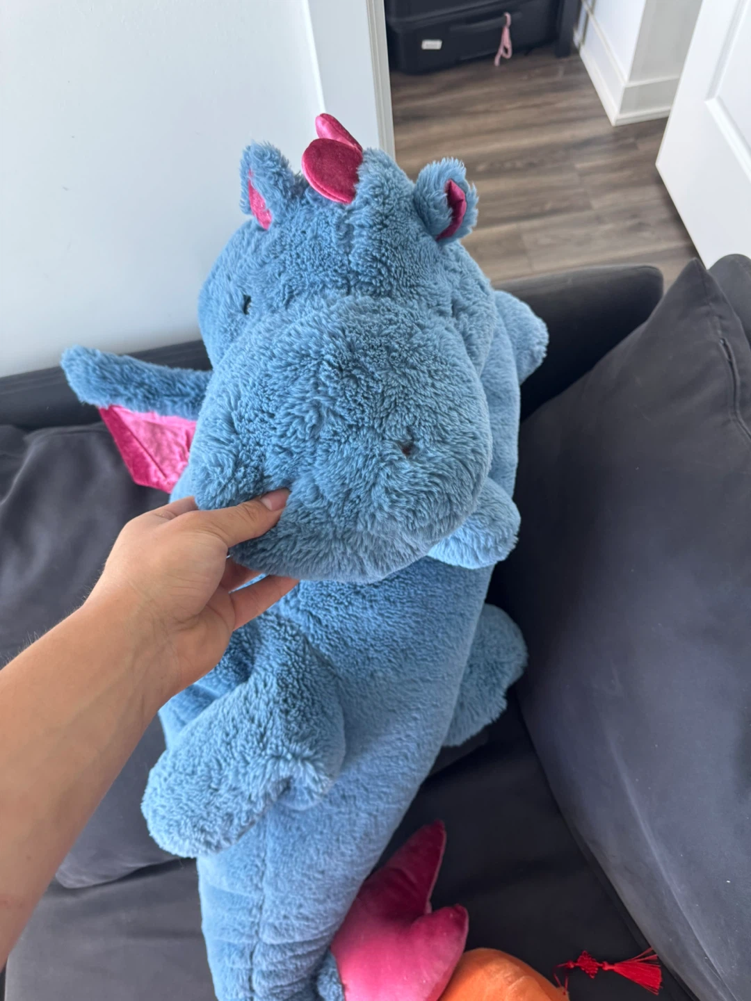 Large Blue Plush Dragon Stuffed Animal Toy