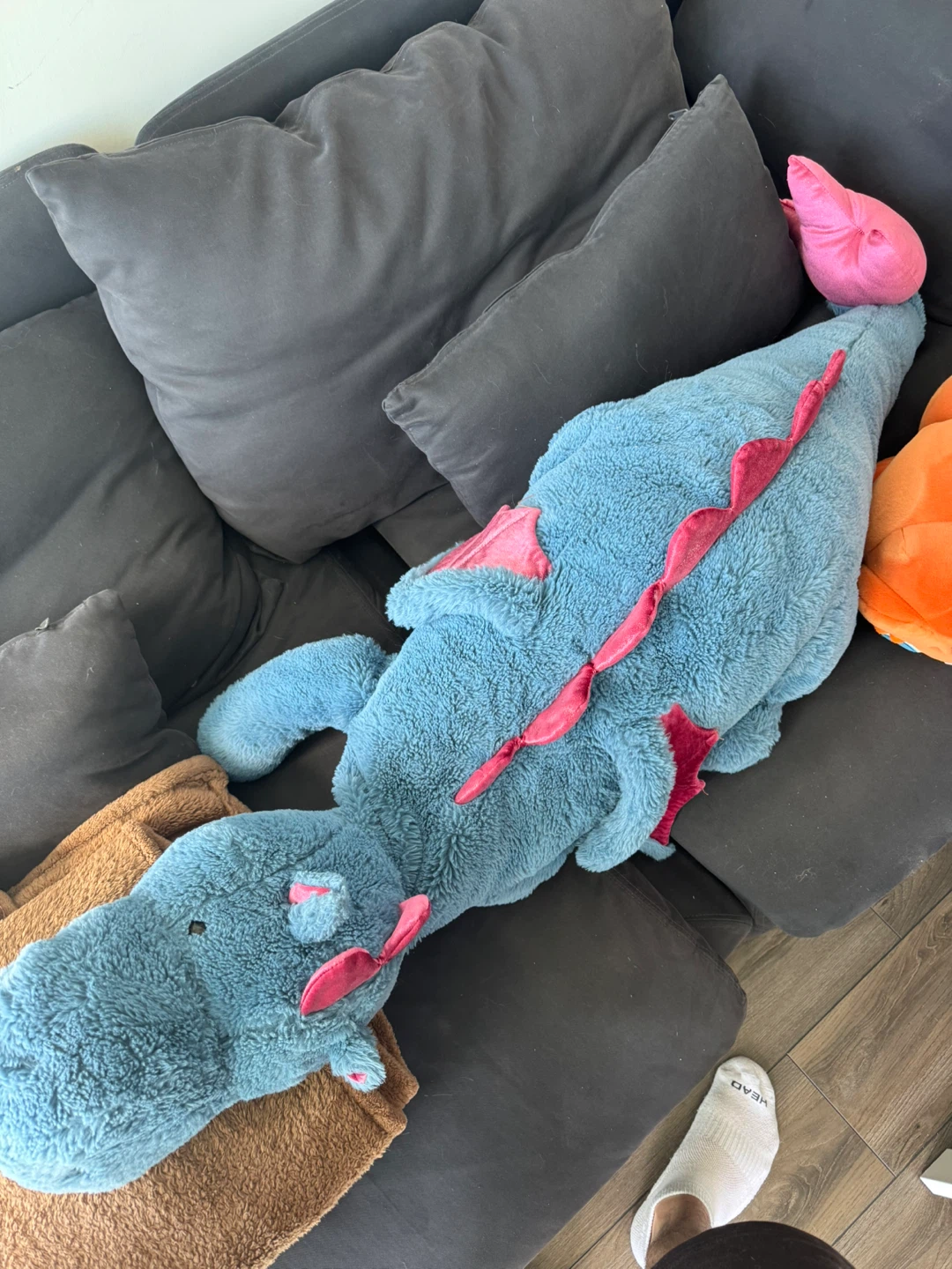 Large Blue Plush Dragon Stuffed Animal Toy - photo 3