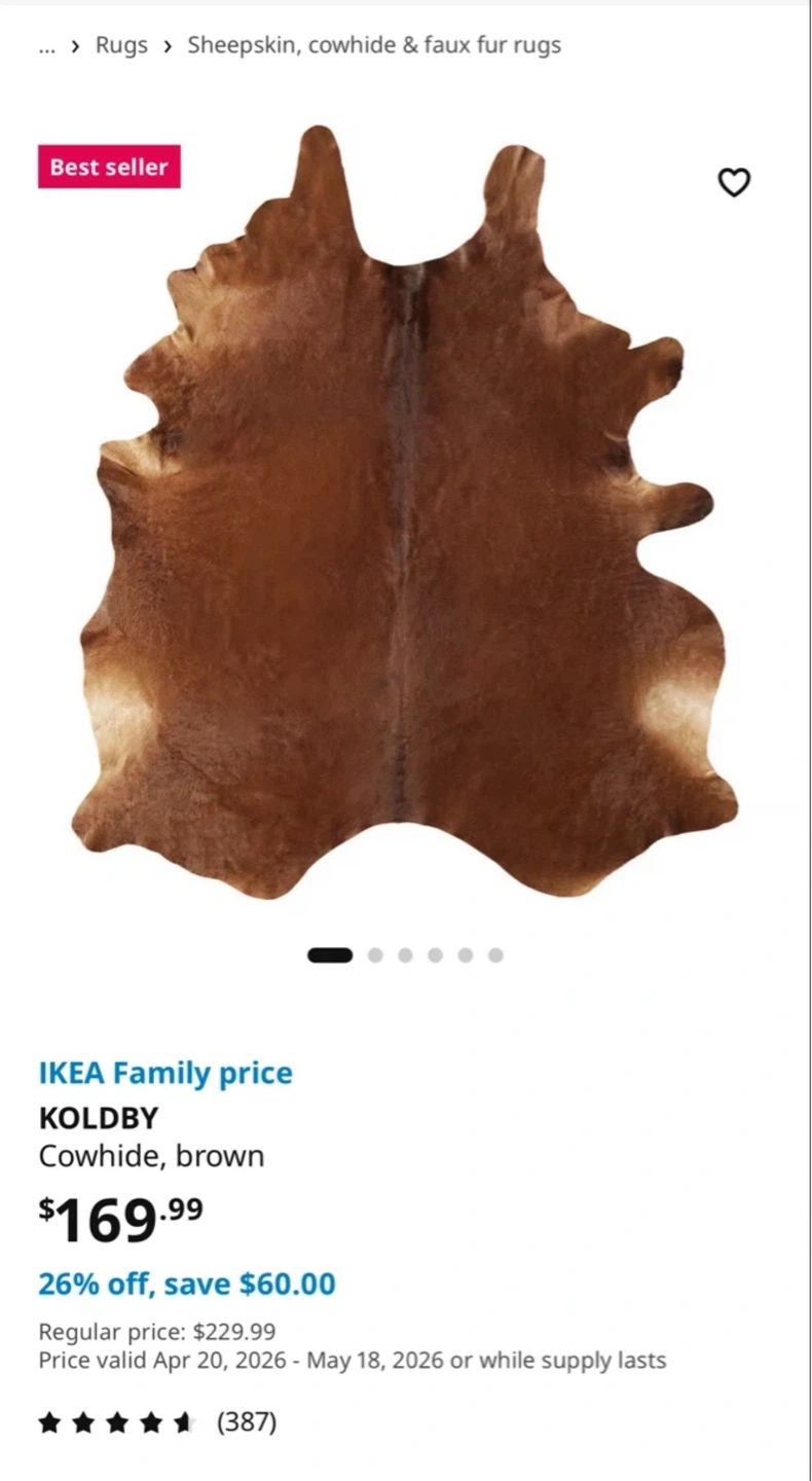 IKEA KOLDLBY Cowhide Rug - Brown - photo 2