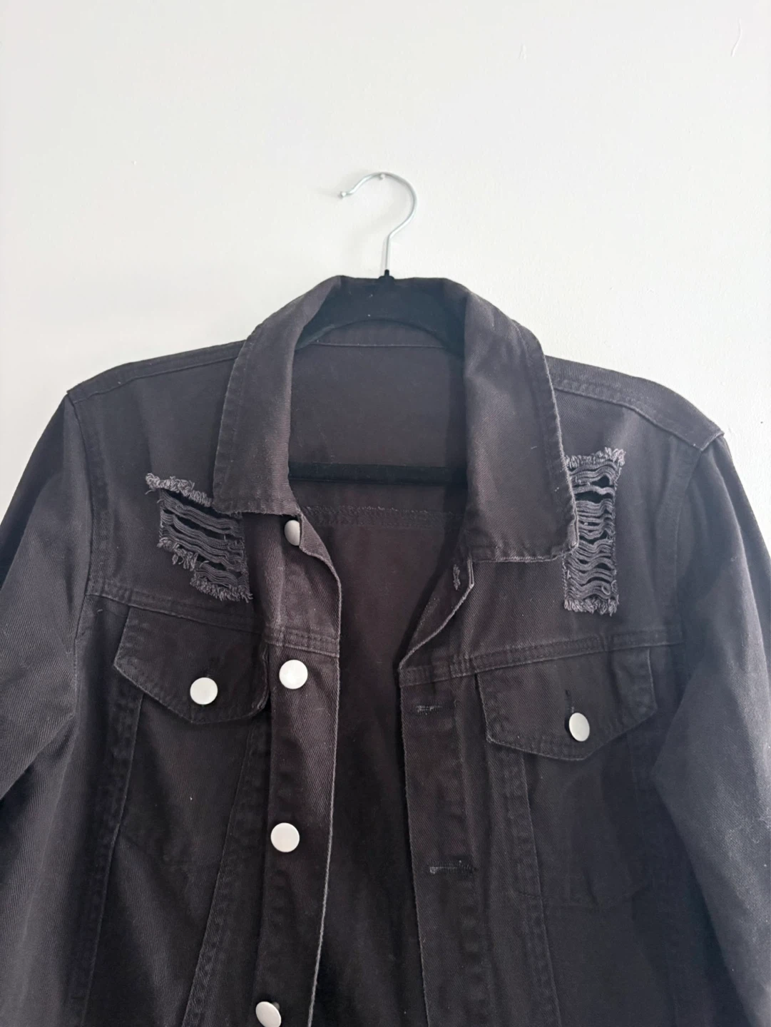 Black Distressed Denim Jacket ! - photo 2
