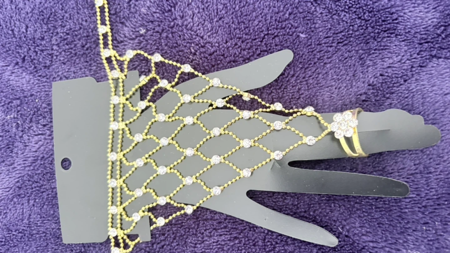 Gold-tone Bracelet with Rhinestones - photo 4