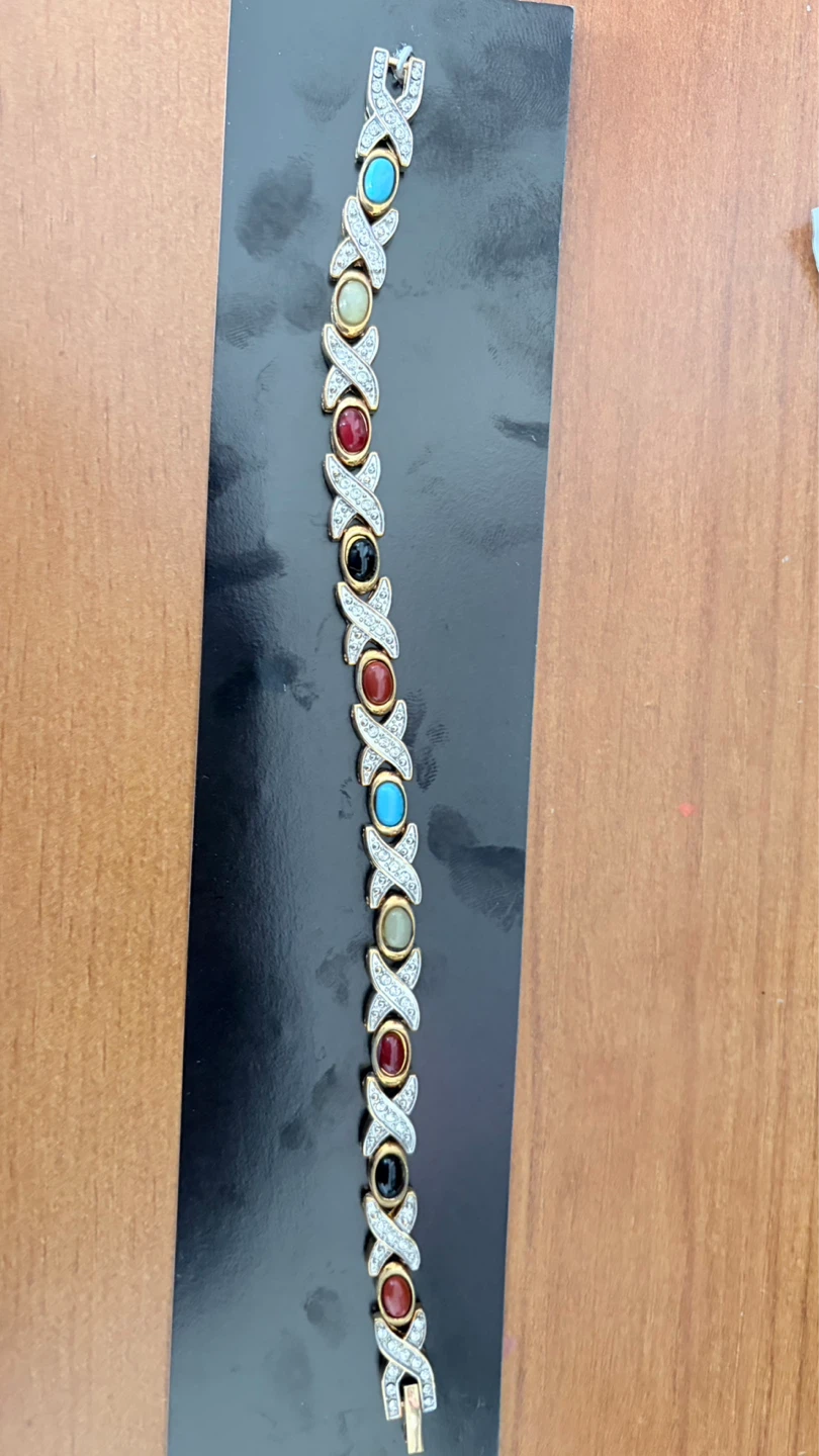 Gold-tone Bracelet with Rhinestones - photo 2