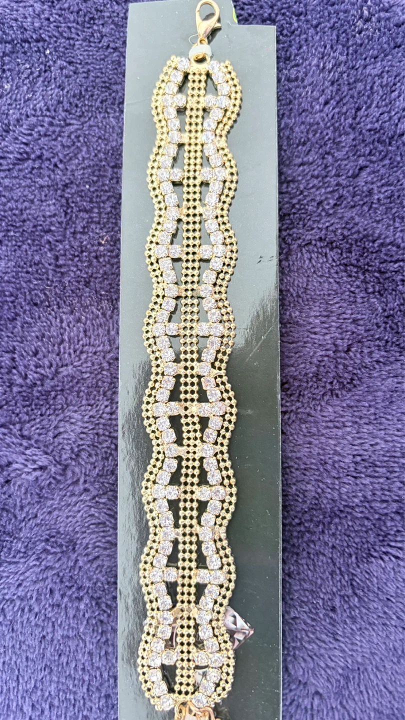 Gold-tone Bracelet with Rhinestones