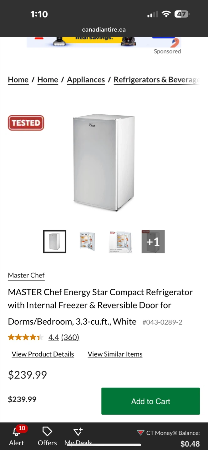 MASTER Chef Compact Refrigerator with Freezer - White