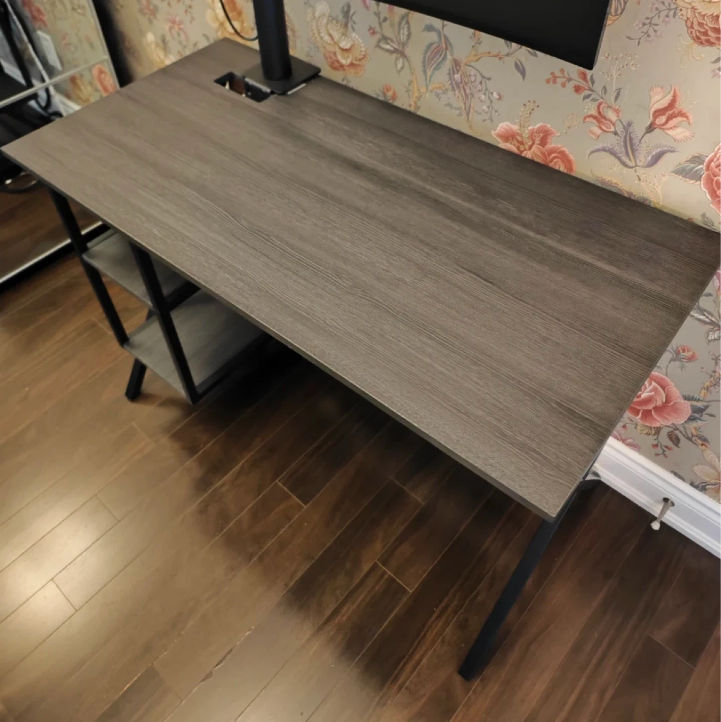 Dark Wood Computer Desk with power outlet and USB port - photo 2