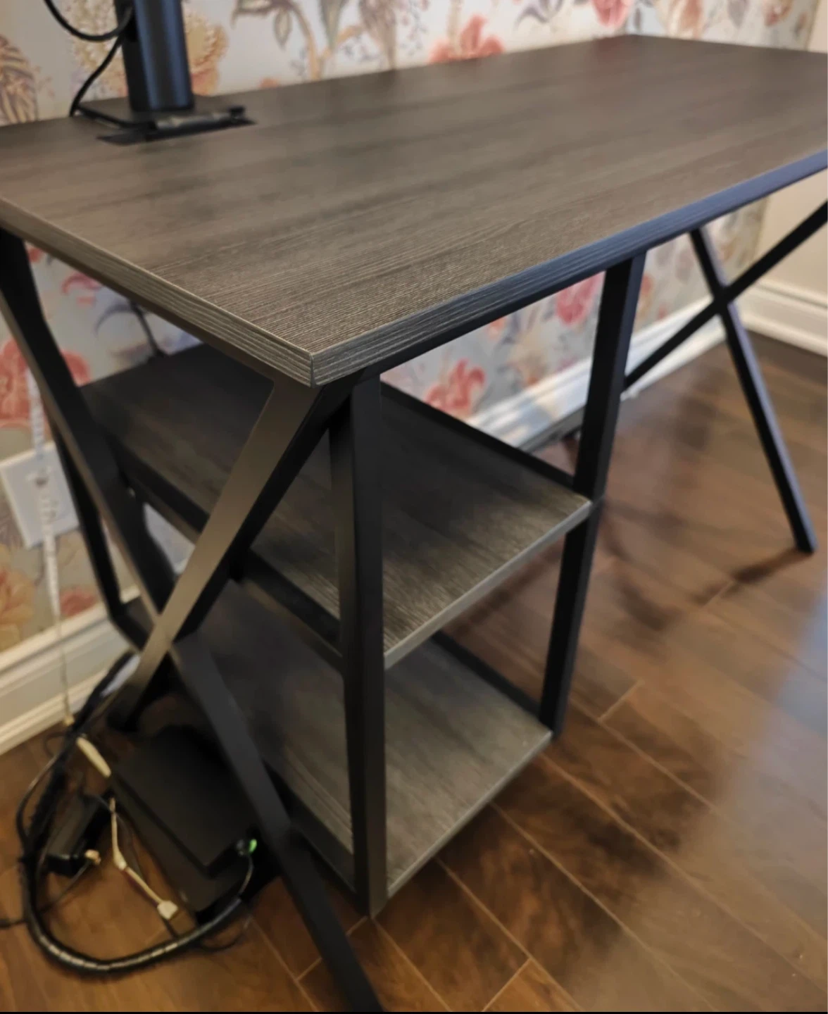 Dark Wood Computer Desk with power outlet and USB port - photo 3