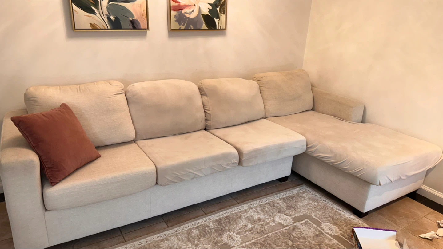 Beige Sectional Sofa with Chaise - photo 2