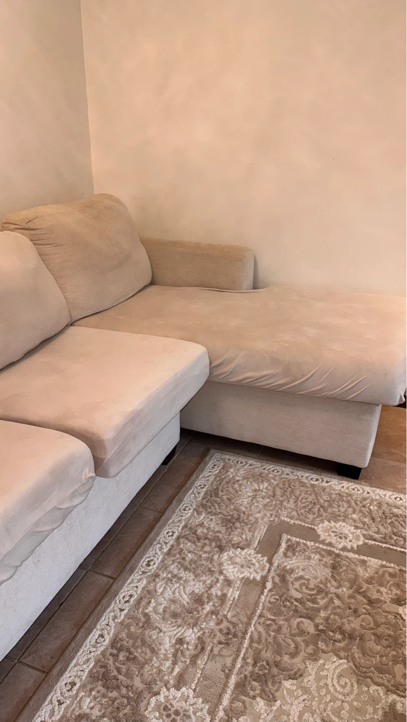 Beige Sectional Sofa with Chaise - photo 3