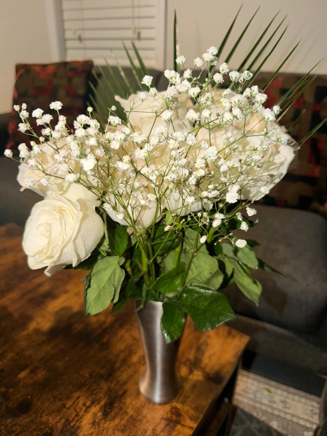 White Roses and Baby's Breath Bouquet - photo 2