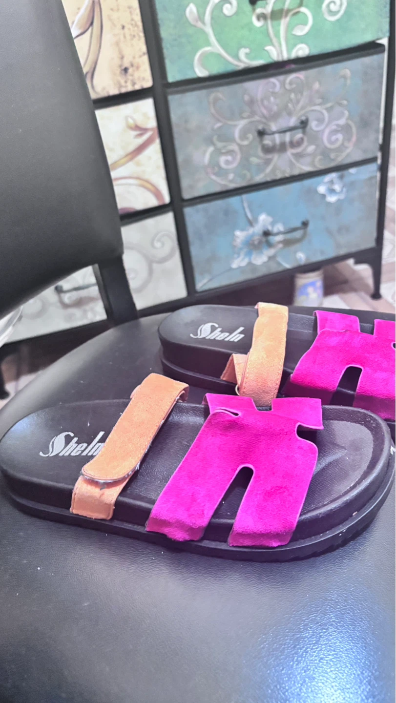 ⚽️ Shein Pink & Orange H-Strap Slides - photo 3