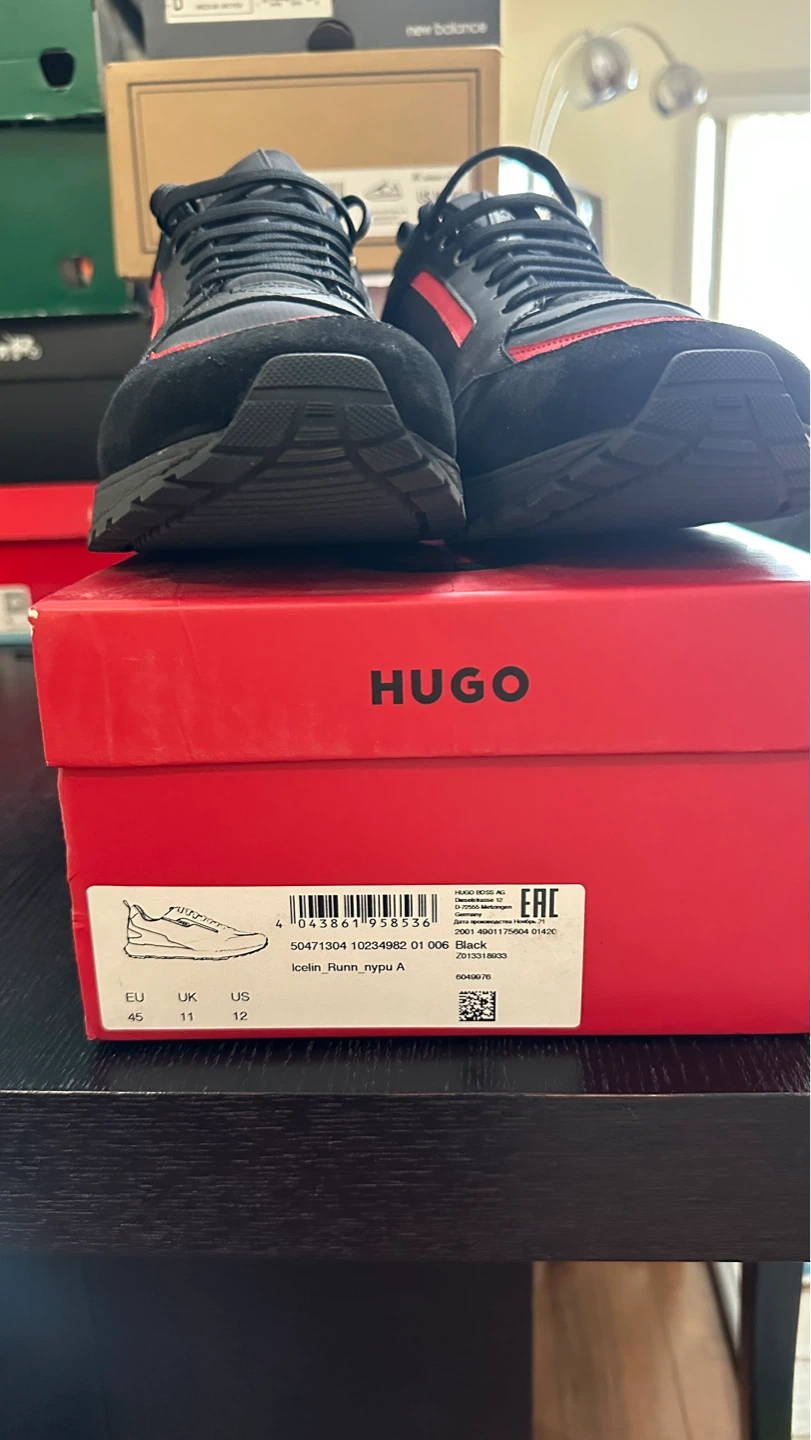 HUGO Black & Red Sneakers - Size 12 - photo 3