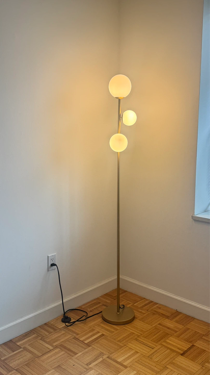 Gold Floor Lamp with 3 Frosted Globe Lights - photo 2