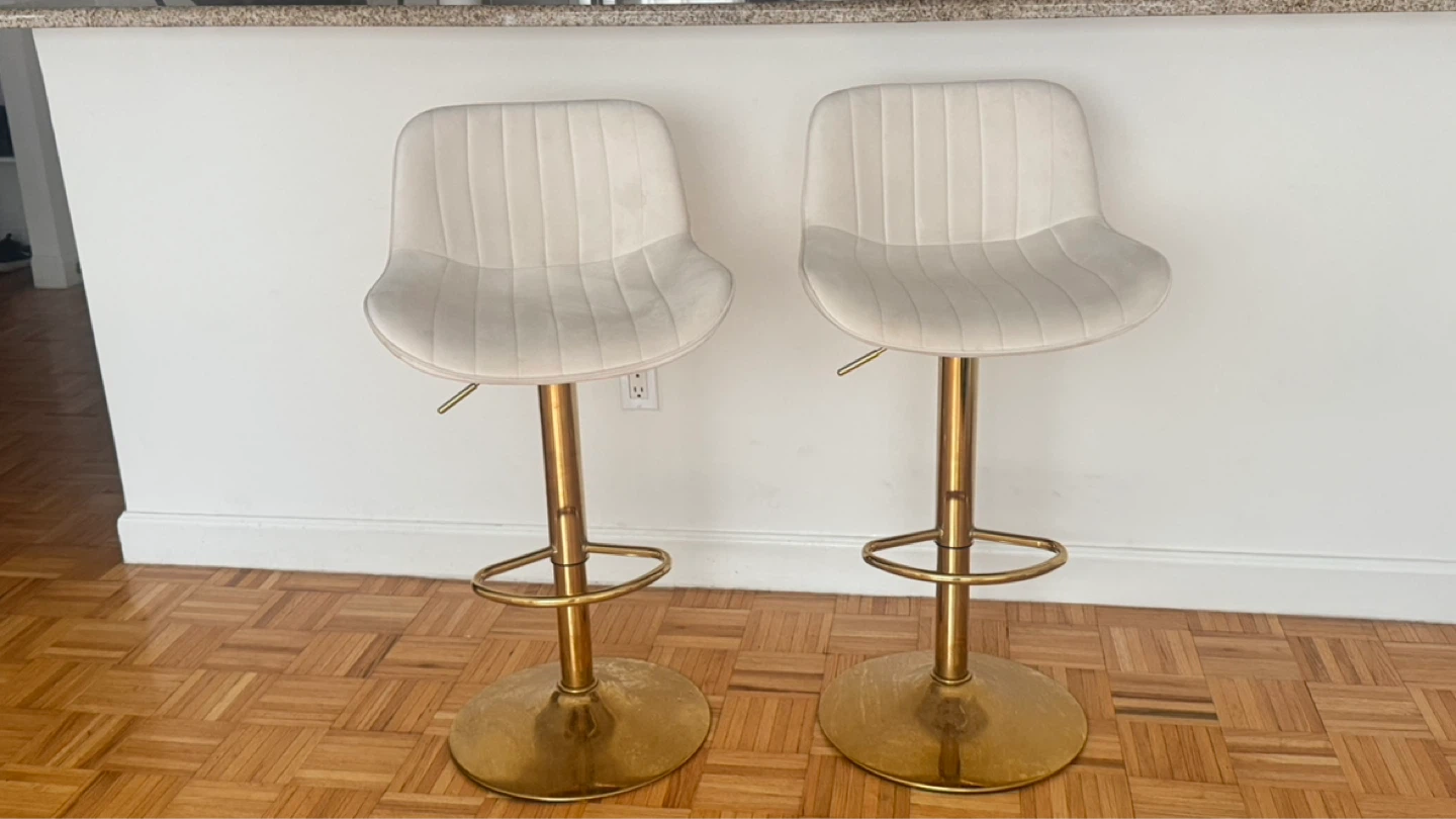 Set of 2 velvet bar stools - photo 3