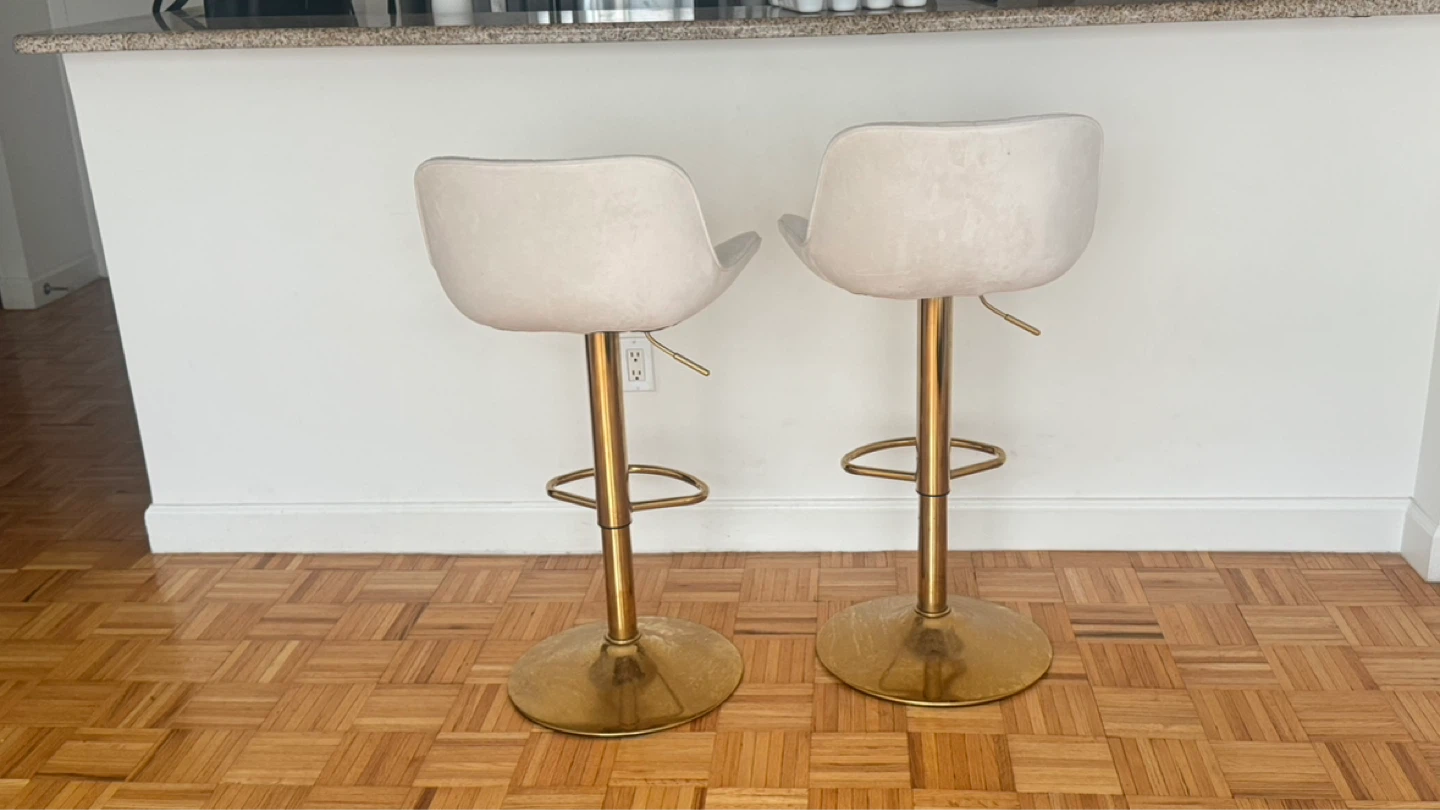 Set of 2 velvet bar stools - photo 2