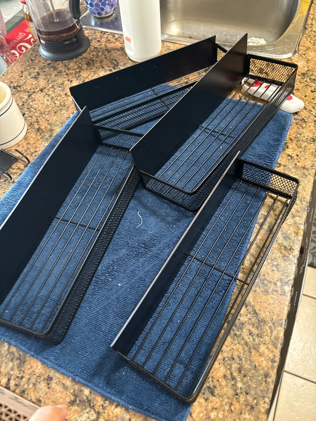 Set of 4 Black magnetic strip Metal Wire Drawer Organizers