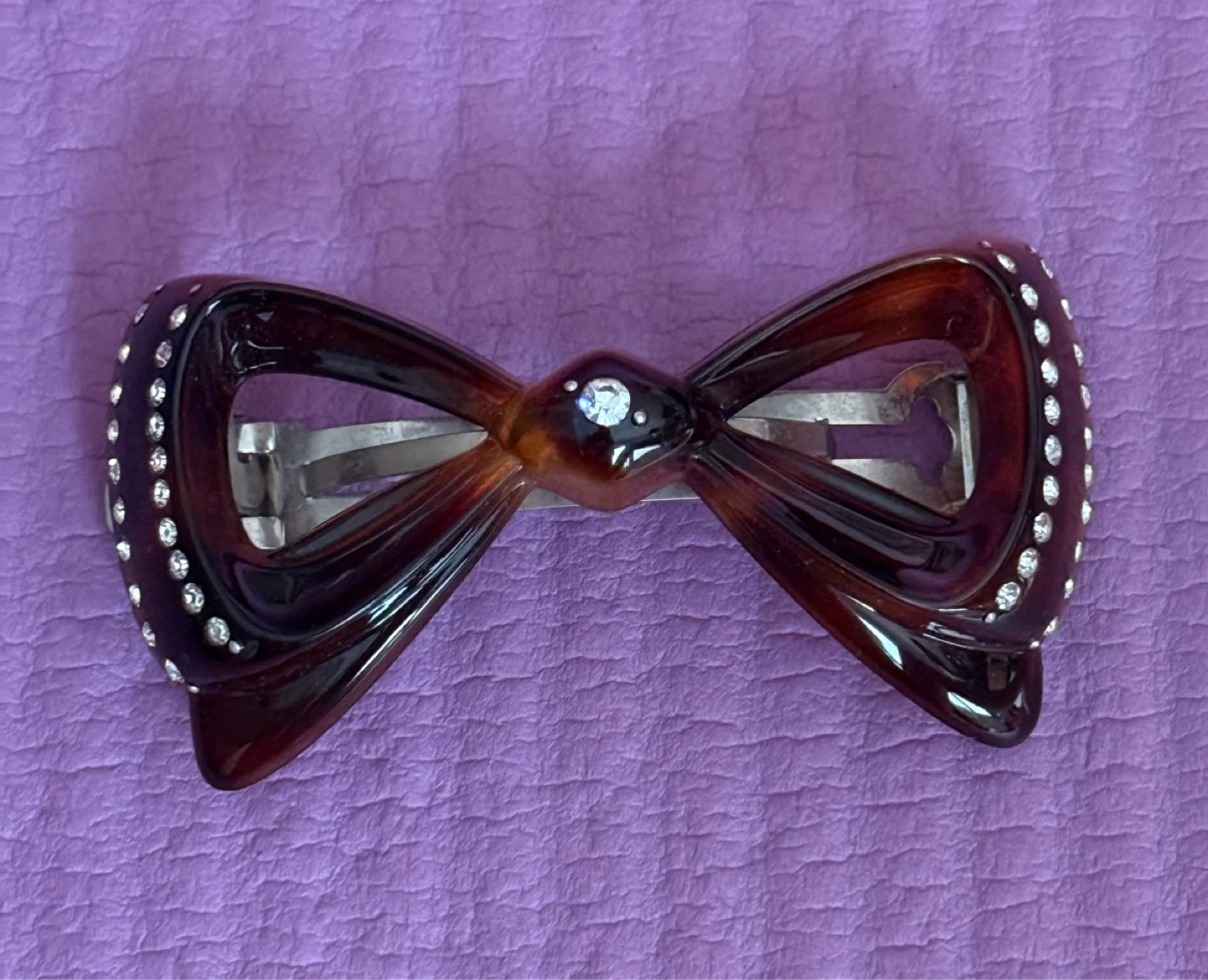 ⚽️Tortoiseshell Bow Barrette with Rhinestones