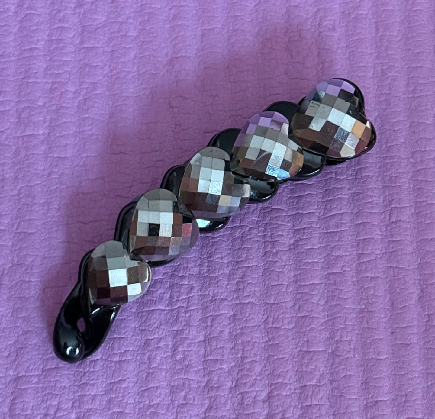 ⚽️Black Banana Clip with Rhinestone Hearts - photo 3