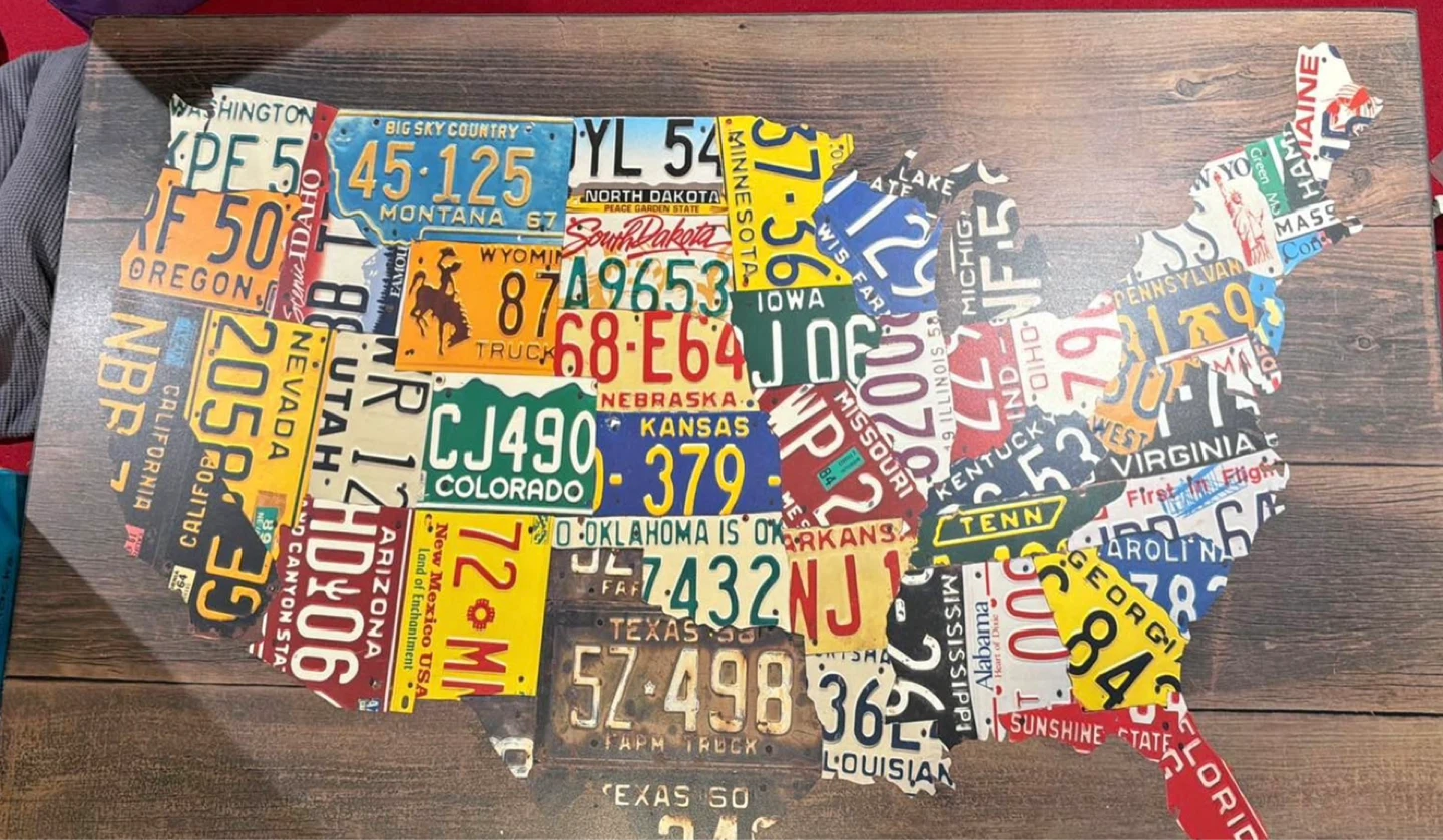 United States Map Wall Art - License Plate Collage
