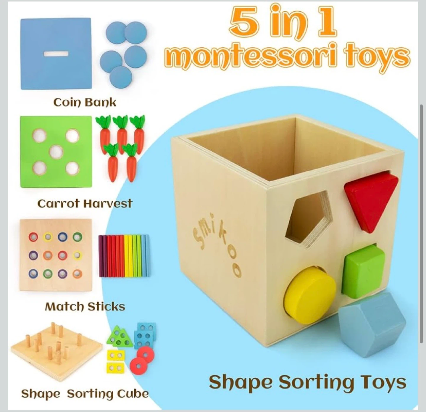 New 5 in 1  Wooden Montessori Toy - photo 4