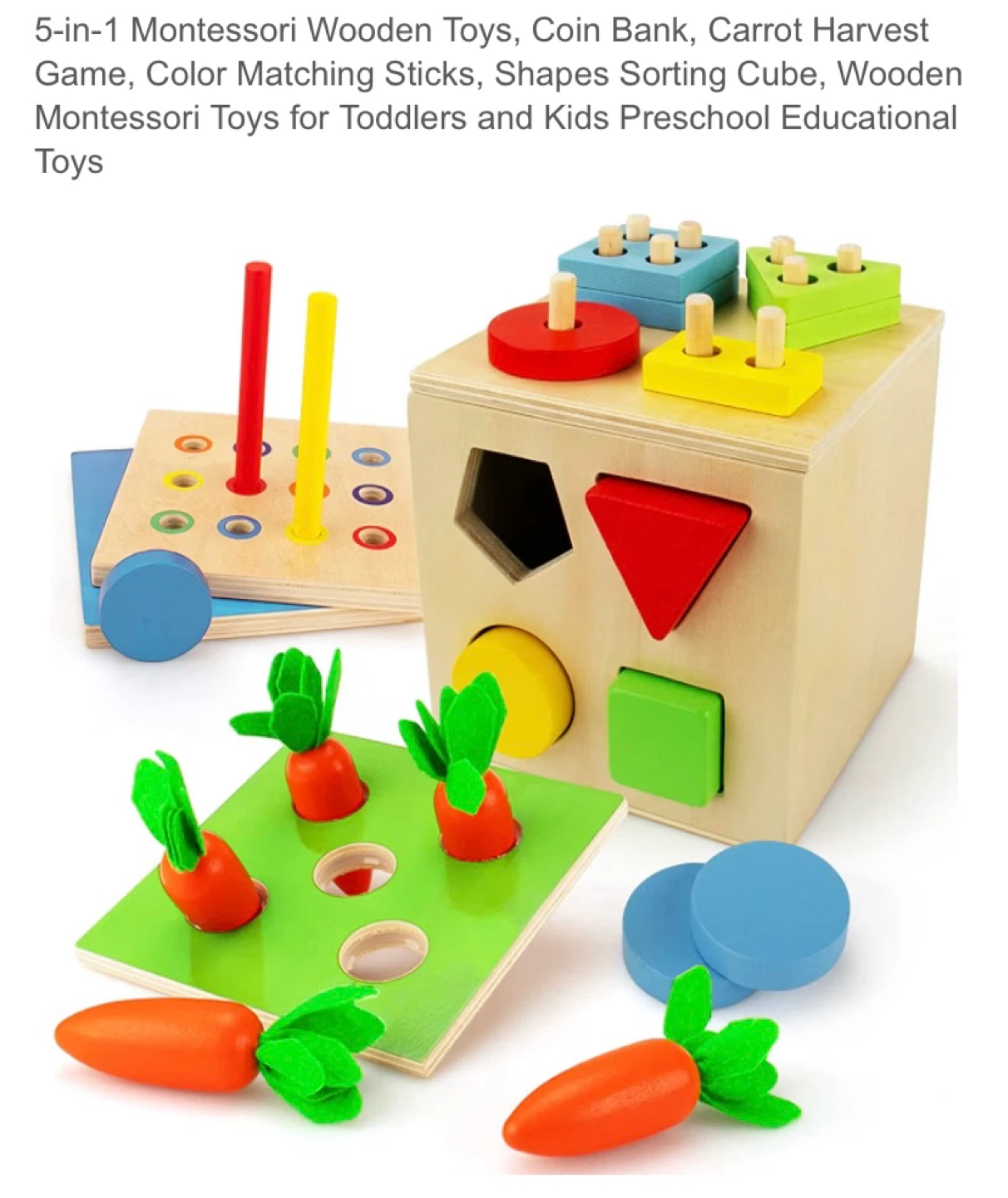 New 5 in 1  Wooden Montessori Toy
