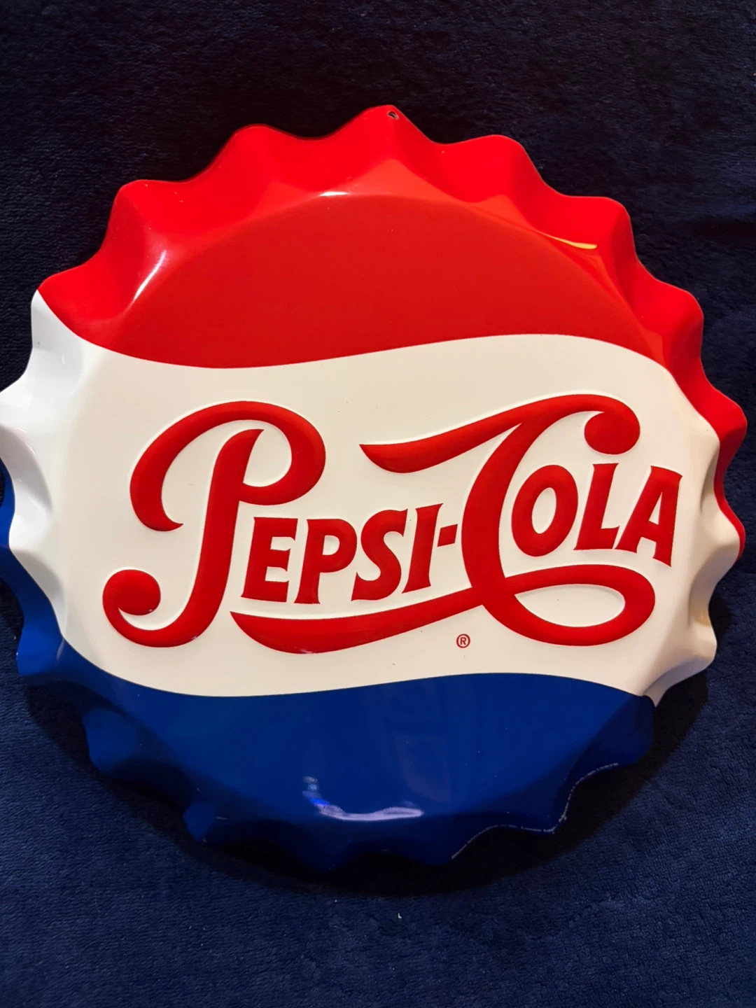 Set of 2 metal Pepsi Cola bottle cap signs