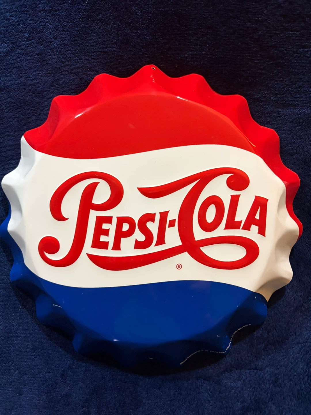 Set of 2 metal Pepsi Cola bottle cap signs - photo 2