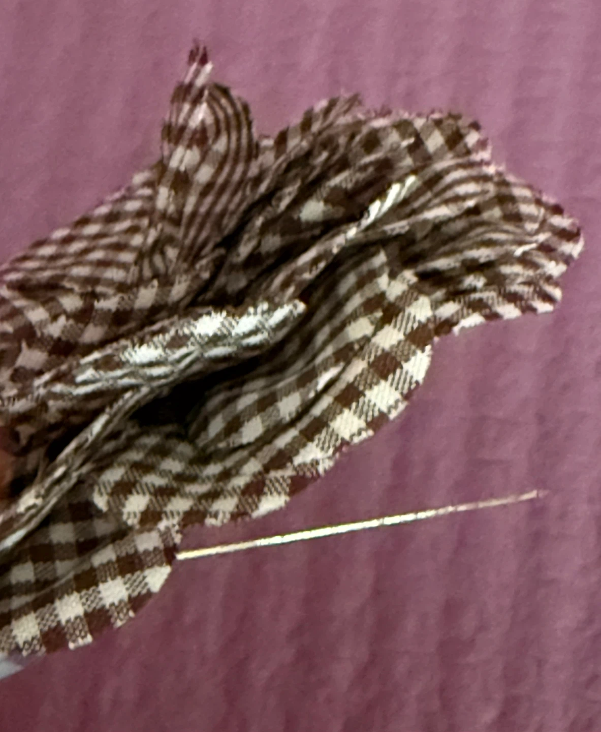 ⚽️Brown and White Gingham Flower Hair Clip - photo 3