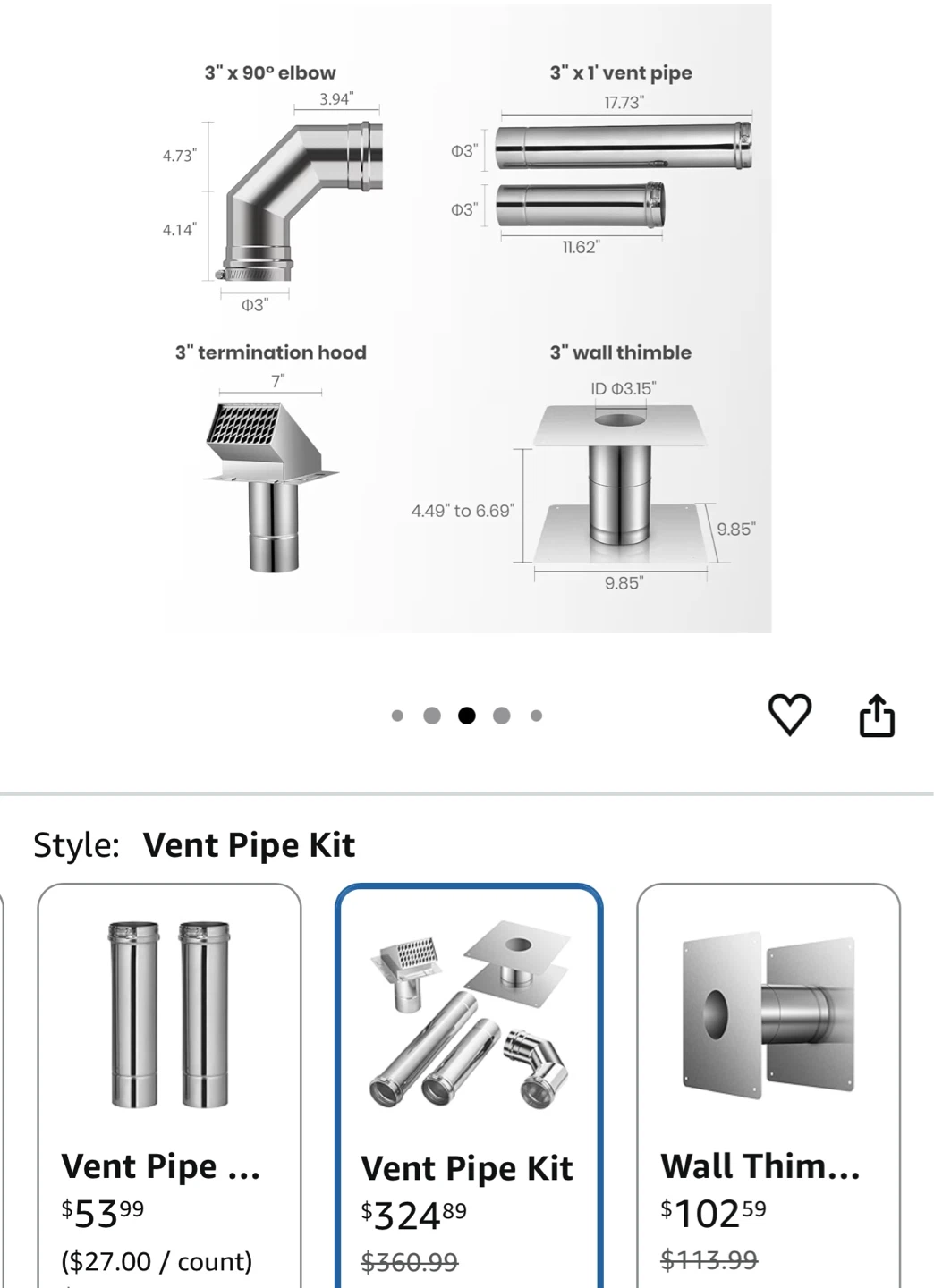 Vent Pipe Kit for Gasland Water Heater - photo 2