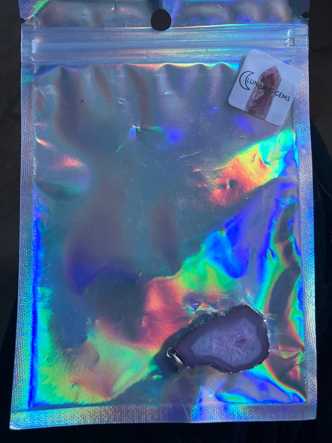 Lunabug Gems Purple Agate Slice Pendant