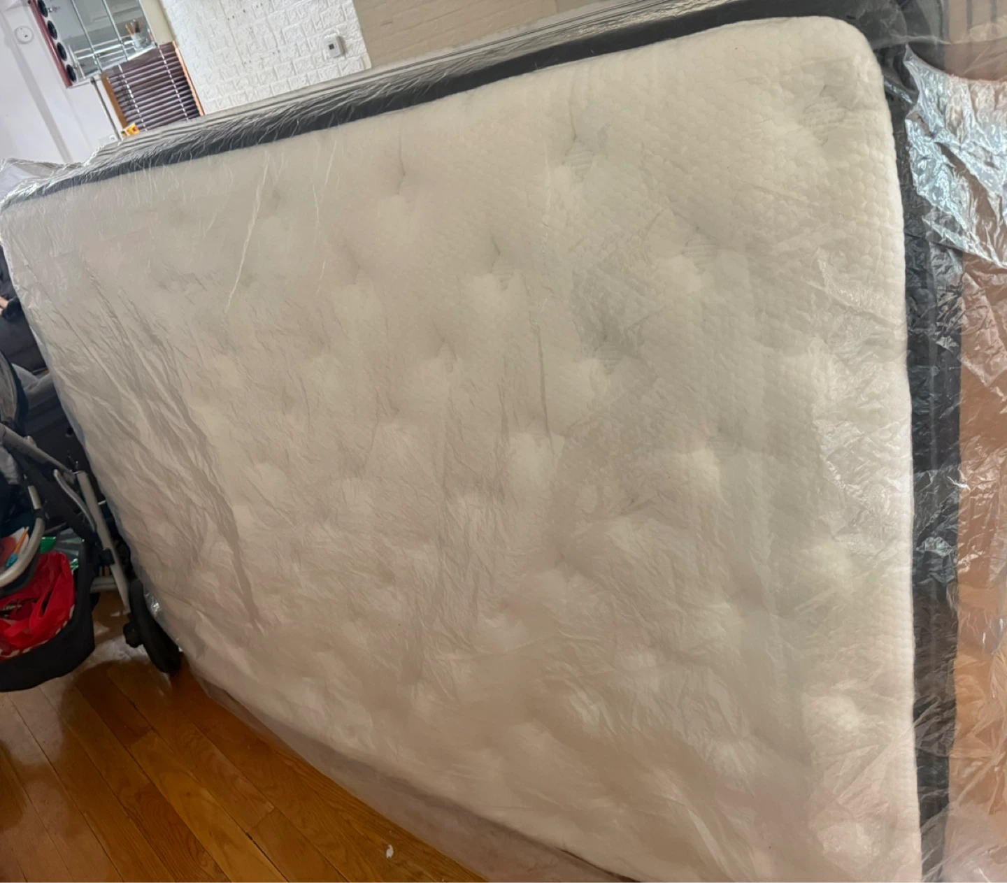 Grey Upholstered full Bed Frame with Mattress - photo 2