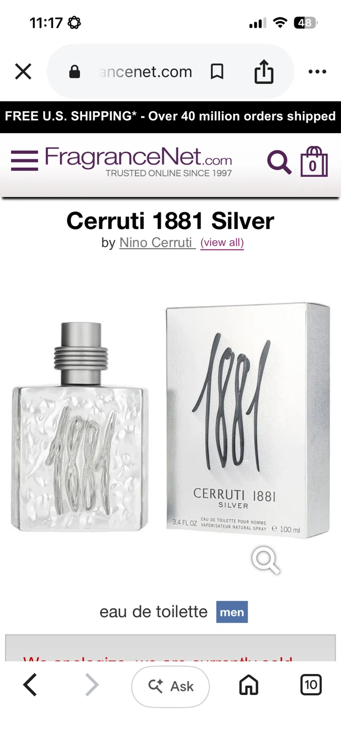 Cerruti 1881 Edition Blanche Eau de Toilette for Men 3.4 oz