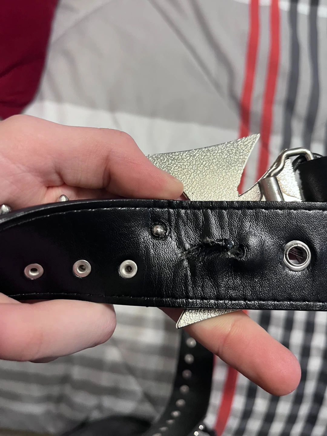 Black Leather Belt with Bullet & Rhinestone Cross Buckle - photo 5