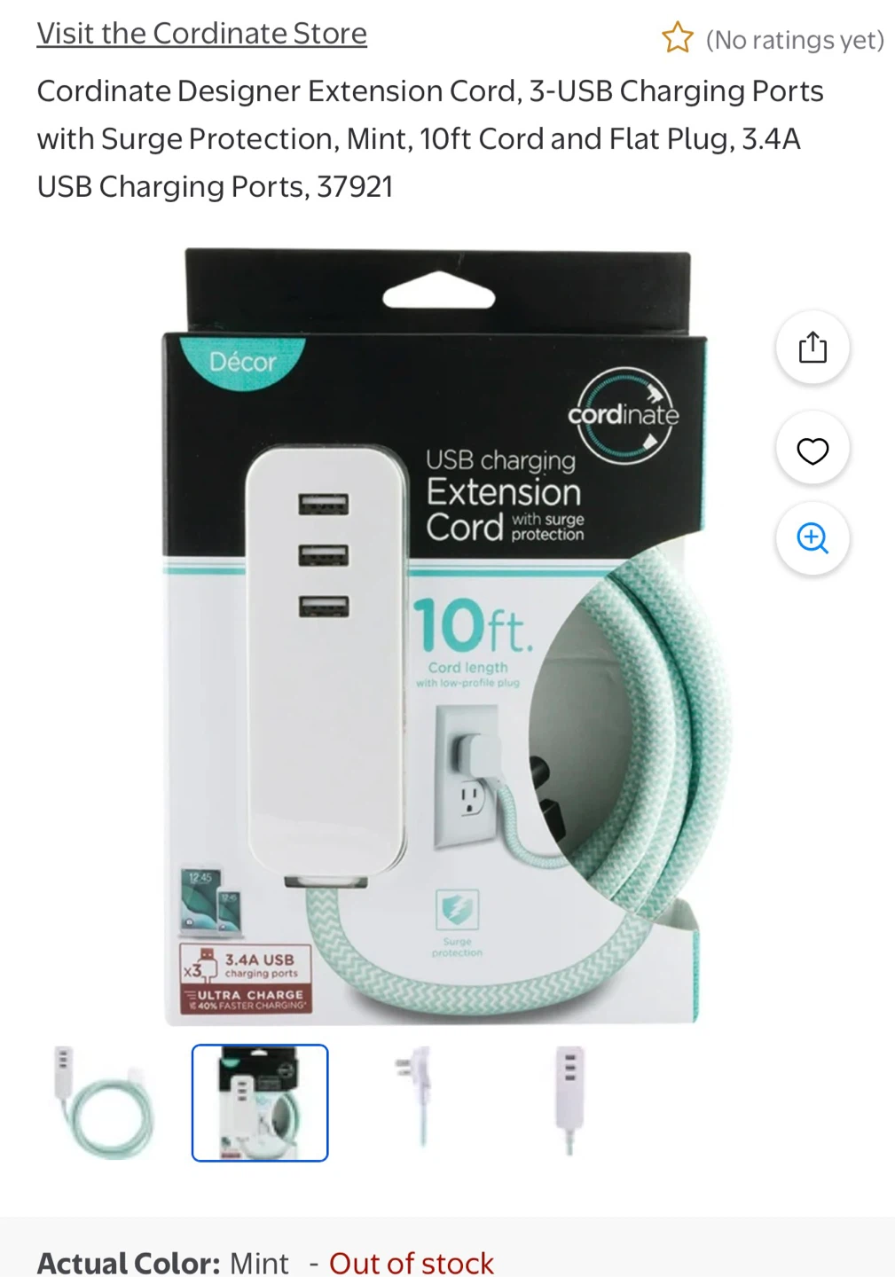⚽ 3-USB Charging Extension Cord