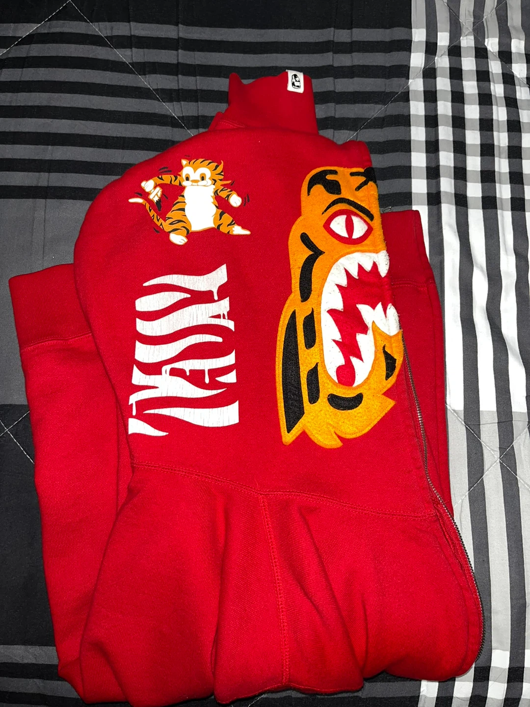 BAPE Red Full Zip Tiger Shark Hoodie - photo 2