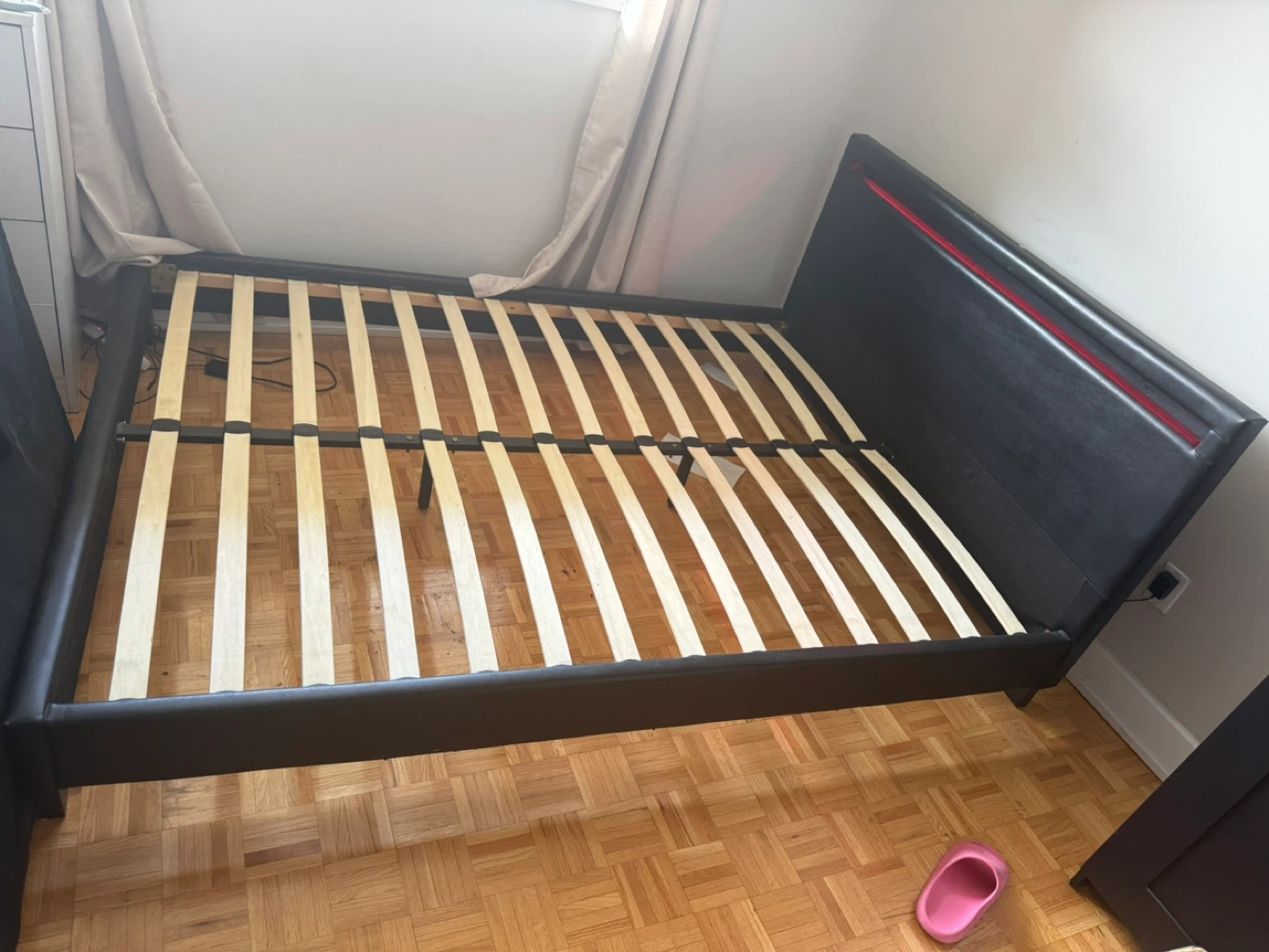 Black Faux Leather Bed Frame with LED Accent Light