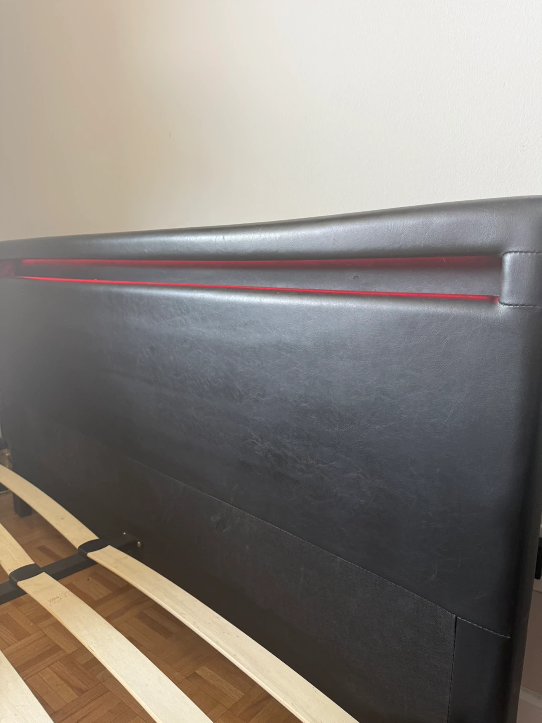 Black Faux Leather Bed Frame with LED Accent Light - photo 3