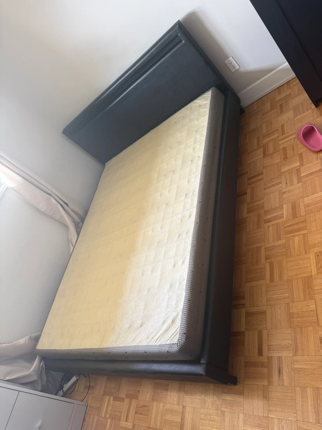 Black Faux Leather Bed Frame with LED Accent Light - photo 4